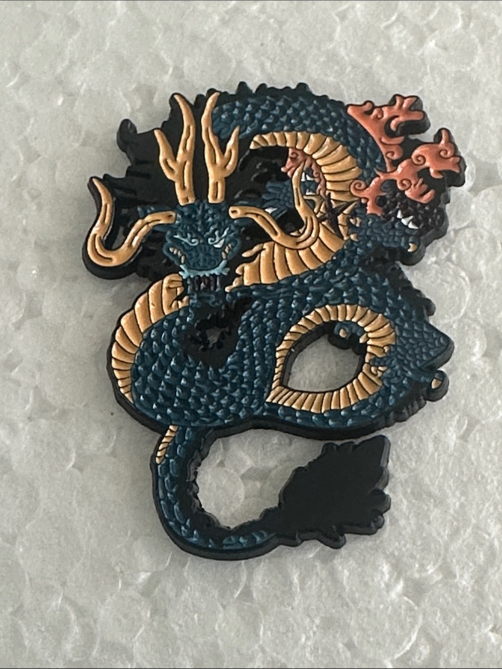 Blue and Gold Dragon Enamel Pin